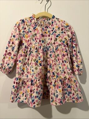 Mayoral Floral Dot Tiered Dress in Cream, Pink, Blue & Mustard 12 Months
